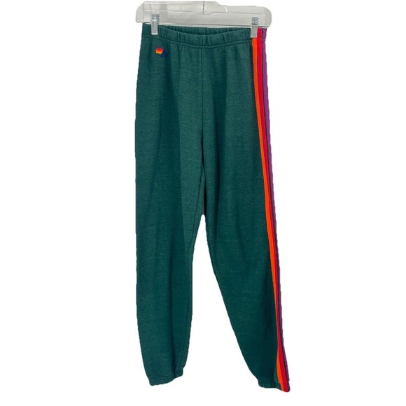 Aviator Nation 5 Stripe Sweatpants Forest Green Sz Small Womens - Picture 1 of 6